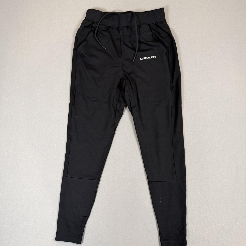 Alphalete‎ Jogger Pants Womens Small Black Tapered Athletic Sweatpants Gym Logo